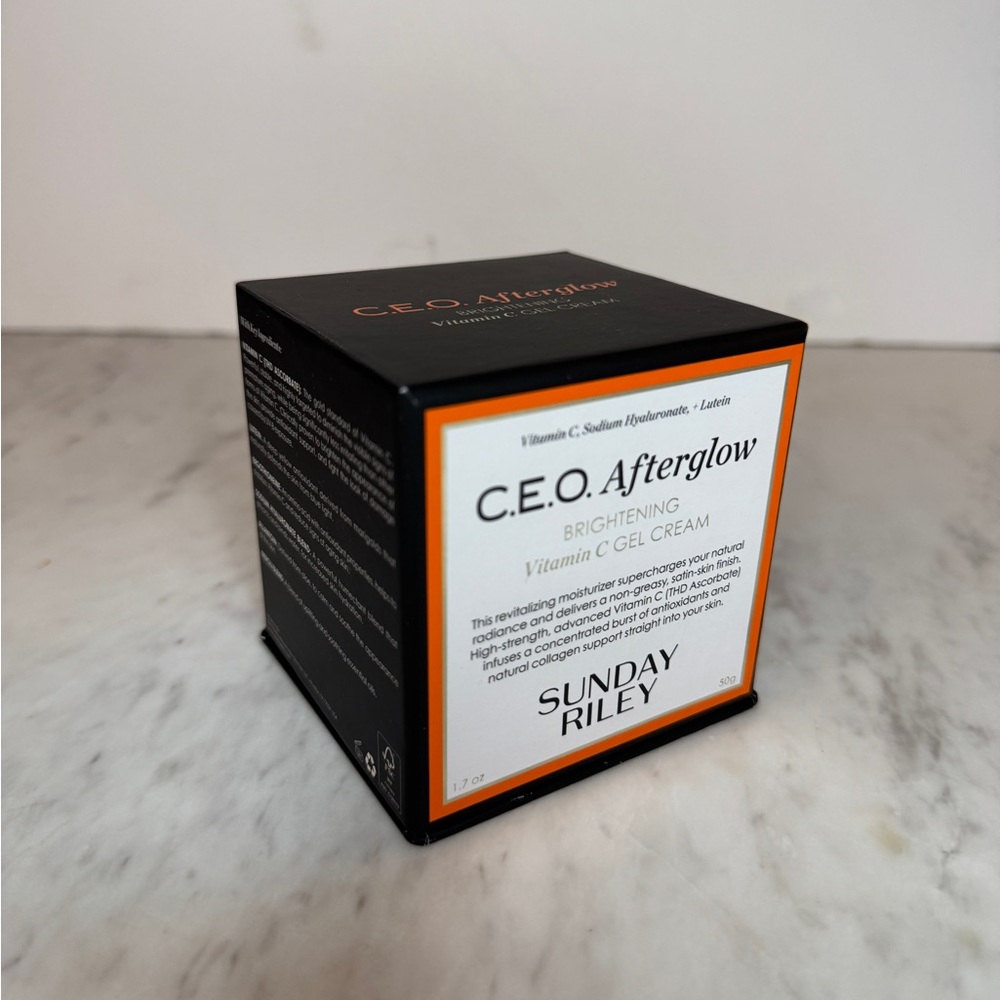 Sunday Riley C.E.O. Afterglow Vitamin C Gel Cream - Black and Orange Packaging